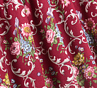 1950s Floral and Cherry Red Barkcloth (tx550)